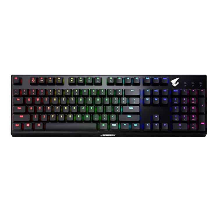 GIGABYTE AORUS Optical Red Mechanical Gaming Keyboard – Splashproof – Full RGB backlighting - Swappable Switches – Braided Cable – Cable Management – Floating Key Design $79.99