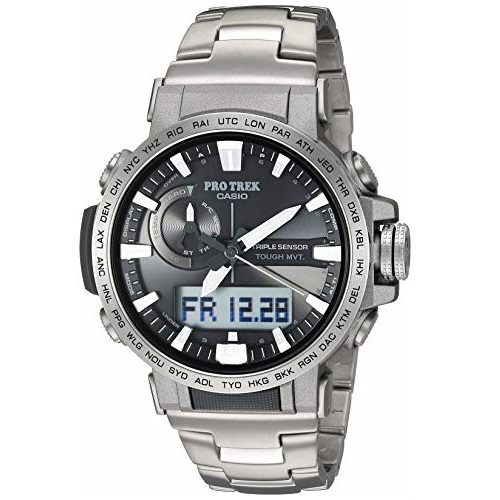 Casio Men's Pro Trek Quartz Sport Watch with Titanium Strap, Silver, 22 (Model: PRW60T-7ACR), Only $296.73, You Save $128.27(30%)