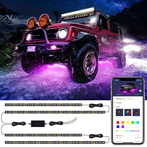 Govee Underglow LED Lights with Ultra Long 2-in-1 Design (2 x 47 inch + 2 x 35 inch), App Controllable, 16 Million Colors, Sync to Music, DC 12-24V, discounted price only $19.79