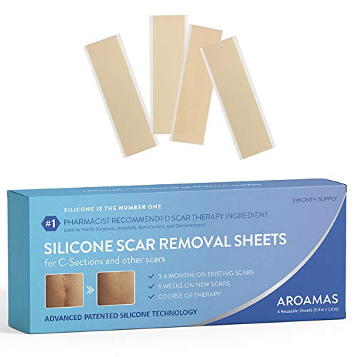 Aroamas Professional Silicone Scar Removal Sheets for Scars Caused by C-Section, Surgery, Burn, Keloid, Acne, and more, Drug-Free, 5.7