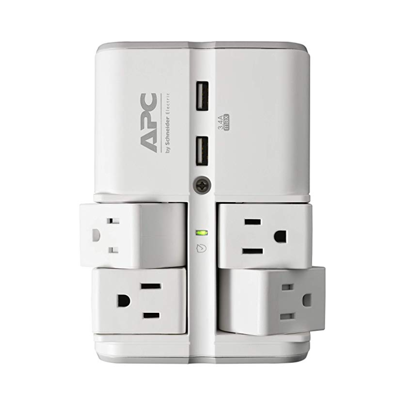APC Wall Pivot-Plug Surge Protector, 4 Rotating Outlets, 1080 Joule Surge Protector with Two USB Charging Ports, SurgeArrest Essential (PE4WRU3), Only $16.99