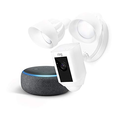 Ring Floodlight Camera (White) with Echo Dot (Charcoal), Only $199.00