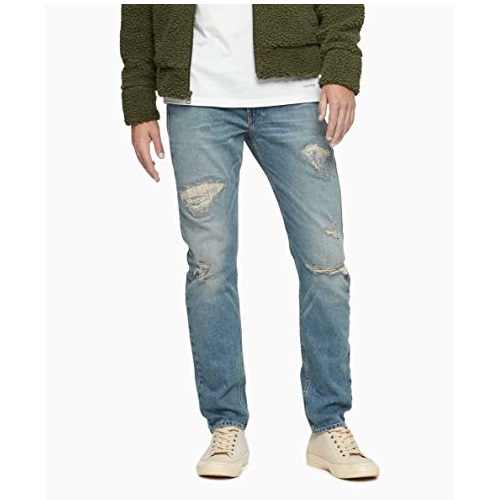 Calvin Klein 卡尔文克莱因 CK 修身款 破洞 男式牛仔裤，原价$58.80，现仅售$29.93，免运费！