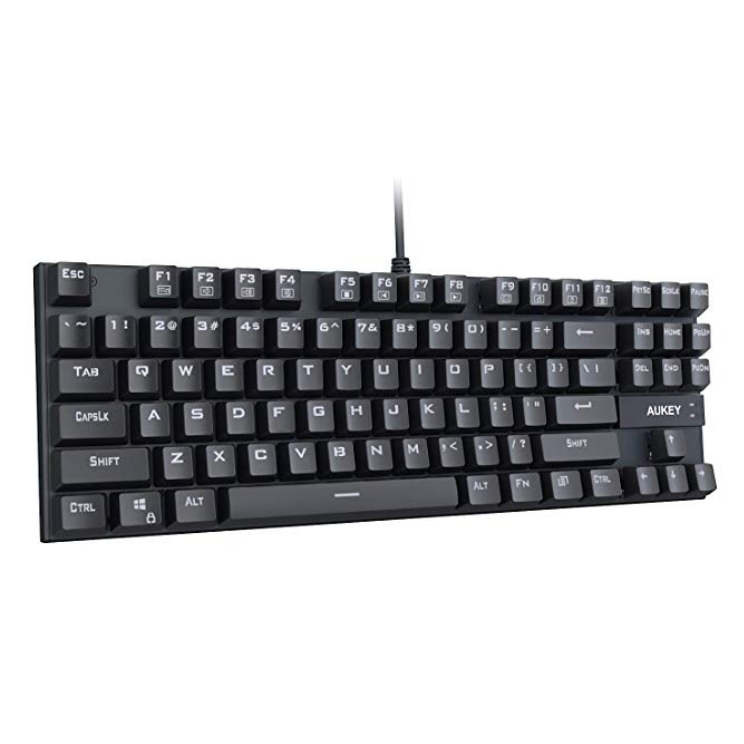 AUKEY Mechanical Keyboard, TKL Gaming Keyboard with Blue Switches, 87-Key 100% Anti-Ghosting with Metal Panel and Water Resistant Design for PC and Laptop $28.99