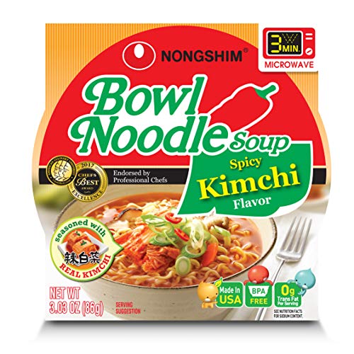NongShim Bowl Noodle Soup, Kimchi, 3.03 Ounce (Pack of 4), Only $2.77