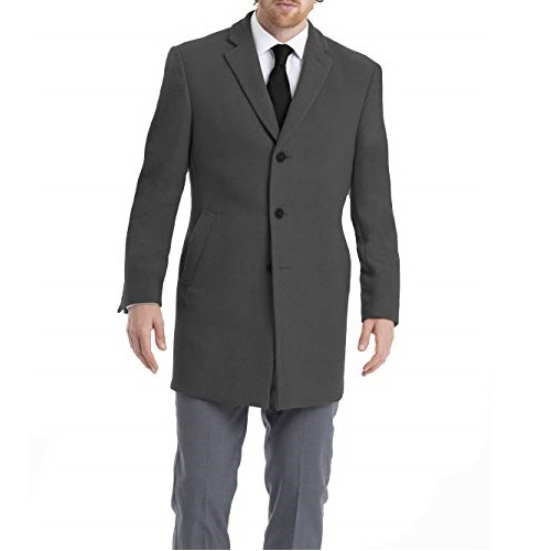 Calvin Klein 卡尔文克莱因 CK 羊毛呢 修身中长款男式大衣，原价$395.00，现仅售$99.99，免运费！