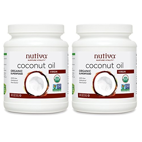 大降！Nutiva纯天然有机特级初榨椰子油54盎司 2瓶装 点击Coupon后 $28.78 免运费