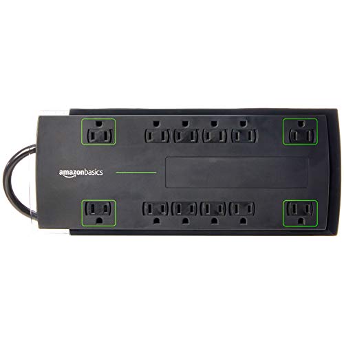 AmazonBasics 12-Outlet Power Strip Surge Protector | 4,320 Joule, 10-Foot Cord, Only $15.70