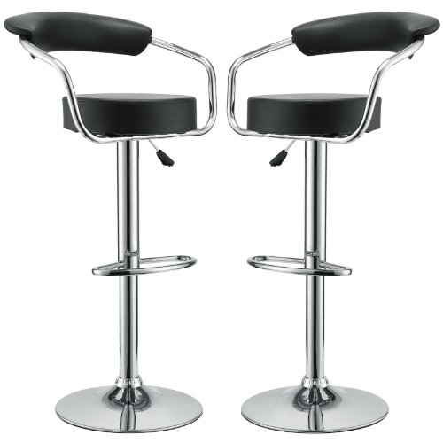 Modway 黑色可調式旋轉吧台椅，2件套，原價$300.00，現僅售$79.99，免運費