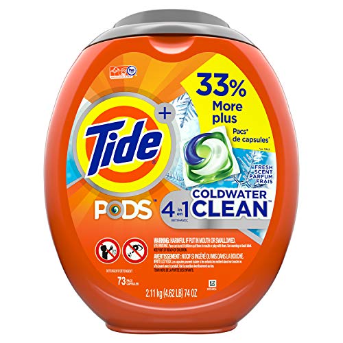 Tide Pods Coldwater Clean Liquid Laundry Detergent Pacs, Fresh Scent, 73 Count, Only $12.69