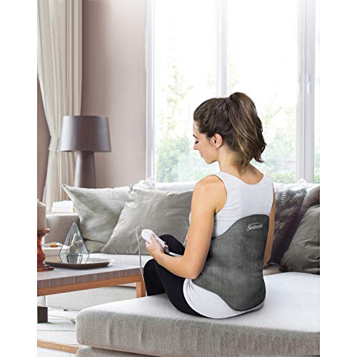 Sunbeam Heating Pad Back Wrap with Adjustable Strap | Contoured for Back Pain Relief | 4 Heat Settings with 2 Hour Auto Off | 24 x 15 Inch, Slate Grey, Only $30.99