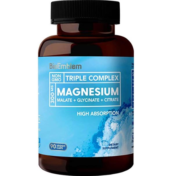 BioEmblem Triple Magnesium Complex, 300mg of Magnesium Glycinate, Malate, & Citrate , High Absorption, Vegan, 90 Capsules only $15.99