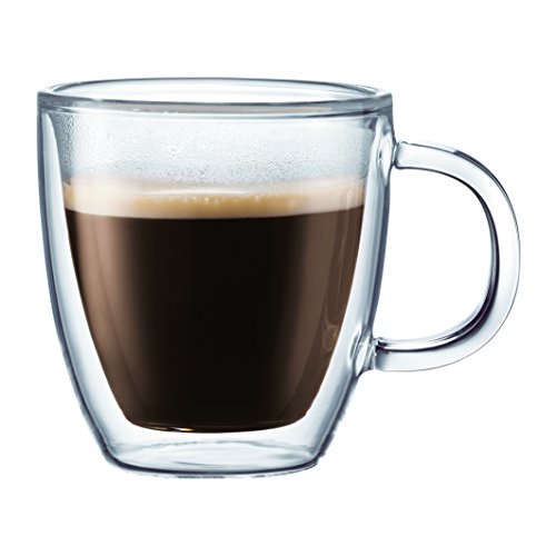 Bodum Bistro Coffee Mugs, Double-Wall Insulated Glass, Clear, 10 Ounces Each (Set of 2), Only $14.99
