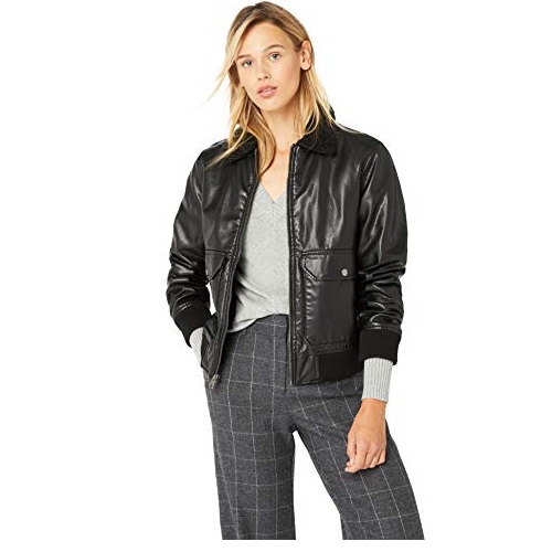Levi's Women's Faux Leather Sherpa Aviator Bomber Jacket, Only $55.99