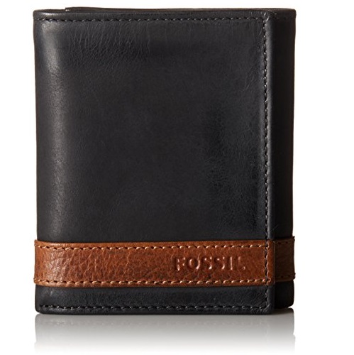 Fossil Men's Quinn Trifold, Black, One Size, Only $27.79, You Save $16.21(37%)