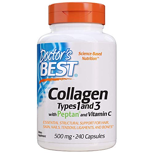 Doctor's Best Collagen Types 1 & 3 with Peptan, Non-GMO, Gluten Free, Soy Free, Supports Hair, Skin, Nails, Tendons & Bones, 500 mg, 240 Caps, only $9.98, free shipping