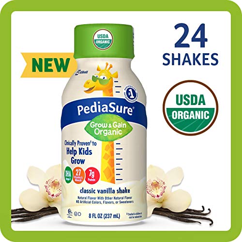 PediaSure Organic Kid's Nutrition Shake, Non-GMO, No Artificial Flavors or Colors, No Artificial Growth Hormones, 7g Protein, 32mg DHA Omega-3, Vanilla, 8 fl oz, 24 Count, Only $26.34