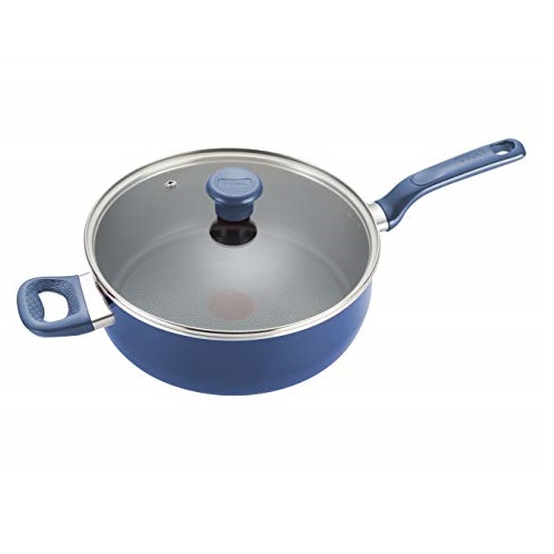 T-fal B0378264 B03782 Excite ProGlide Nonstick Thermo-Spot Heat Indicator Dishwasher Oven Safe Jumbo Cooker with Lid Cookware, 5-Quart, Blue, Only $18.99