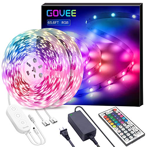 Govee 65.6ft LED Strip Lights Color Changing Light Strip with Remote, 600 LEDs, DIY Color Options Tape Lights with UL Listed Adapter, discounted price only $30.79