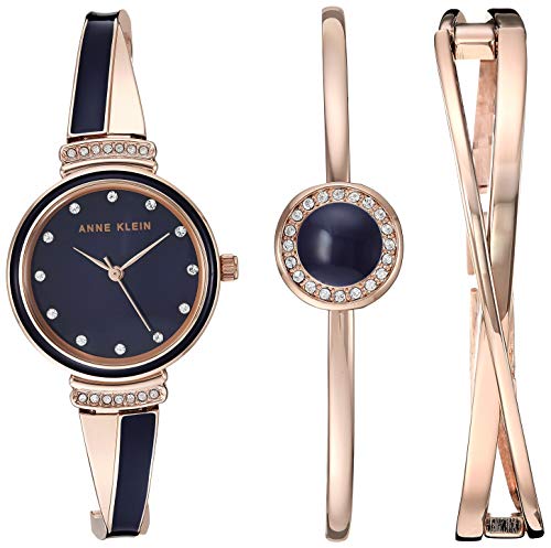 Anne Klein Women's AK/3292NVST Swarovski Crystal Accented Watch and Bangle Set, Only $49.99, You Save (%)