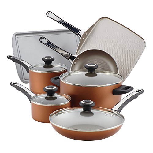 Farberware 21955 High Performance Nonstick Cookware Pots and Pans Set Dishwasher Safe, 17 Piece, Copper, Only $46.33, You Save $33.66(42%)