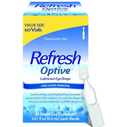 Refresh Optive Lubricant Eye Drops, 60 Single-Use Containers, 0.01 fl oz (0.4mL) each Sterile, Only $17.01