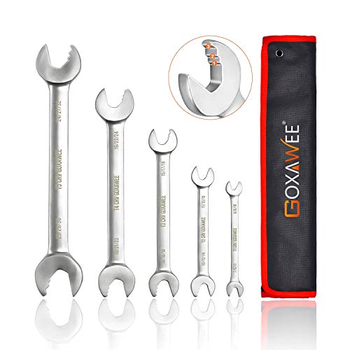 Ratchet Wrench Set 6mm-32mm, GOXAWEE 6 in 1 Combination Wrenches Multipurpose CRV Double Open-End Wrench Roll Home Hand Tool with Bag - 5Pcs Metric Size