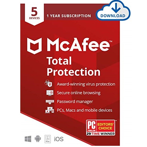 McAfee Total Protection, 5 Device, Antivirus Software, Internet Security, 1 Year Subscription- [Download Code] - 2020 Ready, Only $19.99, You Save $70.00(78%)