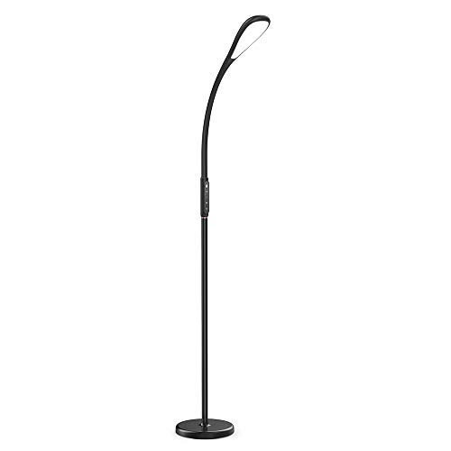 TaoTronics TT-DL065 LED Floor Lamp, 1800 Lumens Water Drop-Shaped Dimmable Standing Tall Pole Light, 3 Color Temperatures, 5 Adjustable Brightness, Flexible Gooseneck, Only $35.99