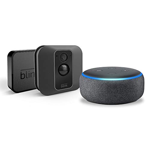 Echo Dot (Charcoal) with Blink XT2 Outdoor/Indoor Smart Security Camera - 1 camera kit $74.99