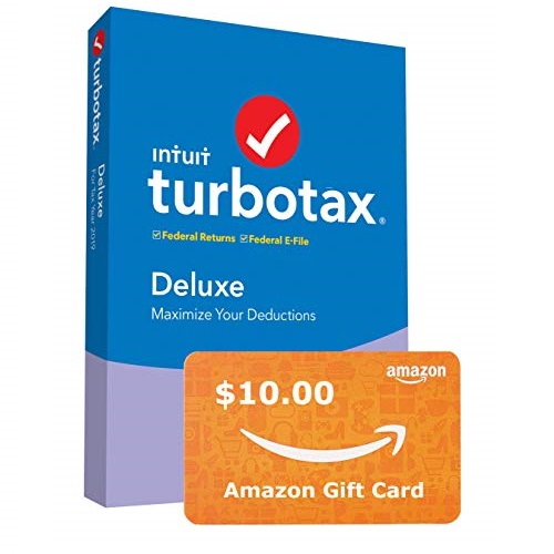 Intuit TurboTax Deluxe 2019 Tax Software [Amazon Exclusive] [PC/Mac Disc]+ $10 Gift Card, Only $39.99, You Save $20.00(33%)