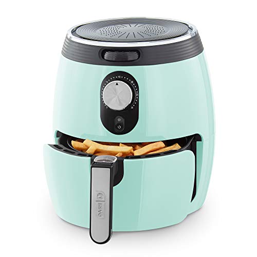 DASH DMAF355GBAQ02 Deluxe Electric Air Fryer + Oven Cooker with Temperature Control, Non Stick Fry Basket, Recipe Guide + Auto Shut off Feature, 3qt, Aqua, Only $50.20
