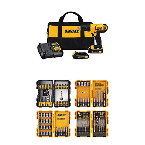 DEWALT 20V MAX Cordless Drill/Driver Kit with Screwdriver/Drill Bit Set, 100-Piece (DCD771C2 & DWA2FTS100), Only $123.99, You Save $95.00(43%)