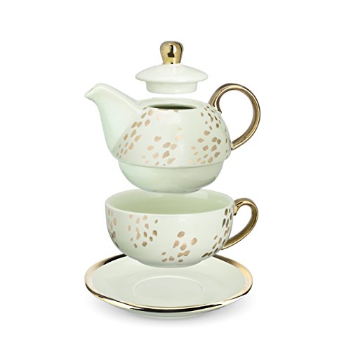 Pinky Up 5857 Addison Champagne Dots Tea For One Set, Size, Green, Only $17.33, You Save $16.66(49%)