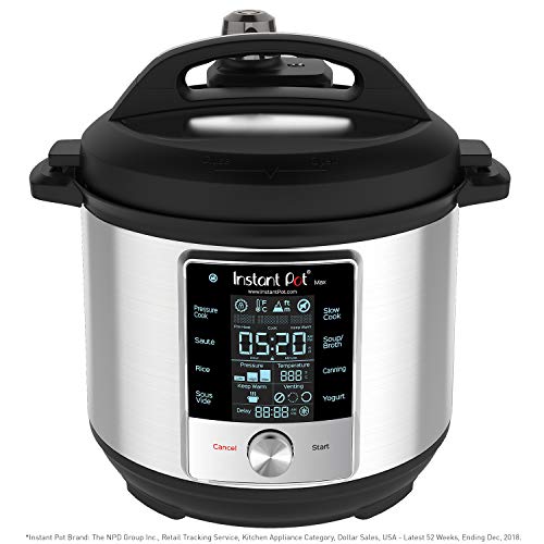 Instant Pot Max 9-in-1 Electric Pressure Cooker, Slow Cooker, Rice Cooker, Steamer, Saute, Yogurt Maker, Sous Vide, Canning, and Warmer|6 Quart|8 One-Touch Programs, Only $74.00
