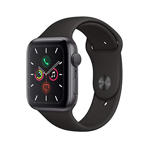 大降！史低价！最新款 Apple Watch Series 5 智能手表（GPS, 44mm），灰色铝合金表壳+黑色运动表带 $329.00 免运费