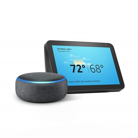 最新款！史低价！Echo Show 8 带Alexa语音助手的智能屏幕 + 免费的Echo Dot，原价$179.98，现仅售$79.99，免运费！