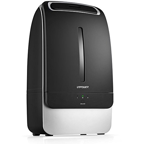 URPOWER MH501 Humidifier, 5L Large Capacity Whisper-Quiet Operation Cool Mist Ultrasonic Humidifier Waterless Auto Shut-Off with Adjustable Mist Mode for Home Bedroom Babyroom Office, Only $19.99