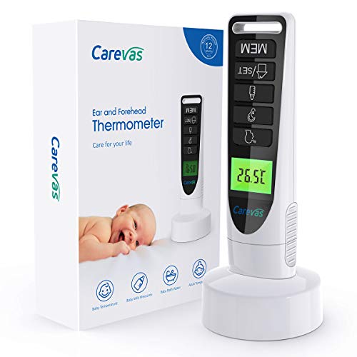 Carevas Medical Digital Ear Thermometer with Temporal Forehead Function - Clinically Approved Upgraded Infrared Lens Technology $17.99