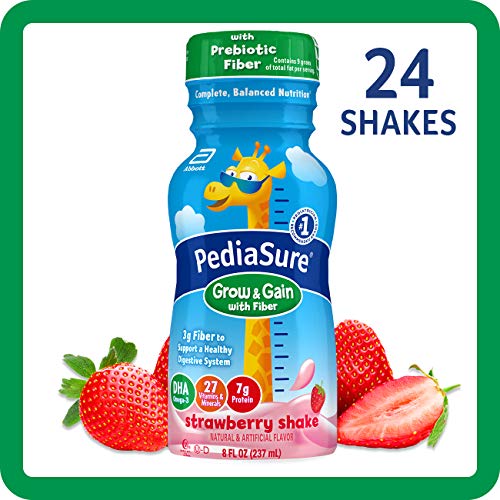 史低价！PediaSure 雅培小安素Grow & Gain  儿童营养奶，草莓味，含膳食纤维，8 oz/瓶，共24 瓶，现仅售$28.47，免运费。香草味可选！