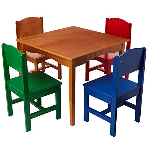 史低價！！KidKraft Nantucket 彩色 兒童桌 + 4張靠背椅 套裝，原價$185.90，現僅售$61.70 ，免運費！