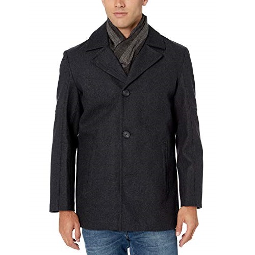 Cole Haan Men's Melton Wool Car Coat with Scarf, Only $69.86