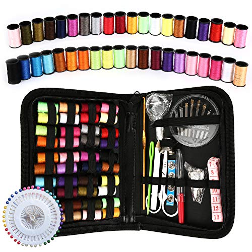 Sewing Kit, 128Pcs Okom Zipper Portable Mini Sewing Kit, Premium Sewing Supplies Suitable for Traval, Home, Beginner, Emergency- Gift (L), Only $8.99