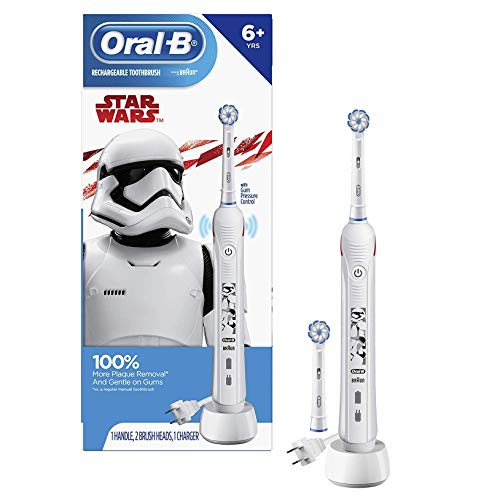 Oral-B Kids Electric Toothbrush with Replacement Brush Heads, featuring Star Wars, for Kids 6+, Only $40.13