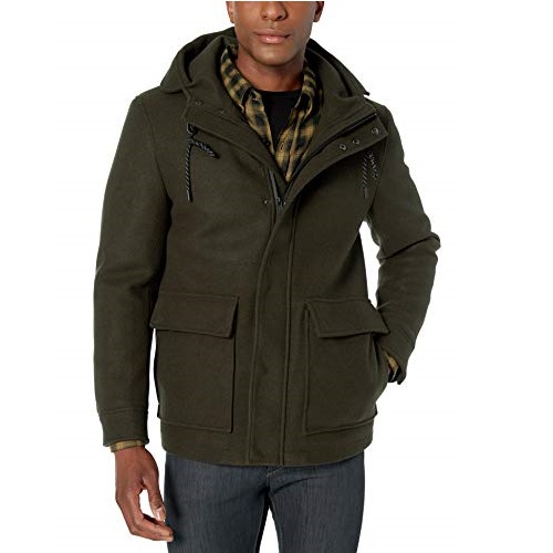 Cole Haan 可汗 P棉填充 羊毛呢 男式連帽夾克外套，原價$498.00，現僅售$115.74，免運費！