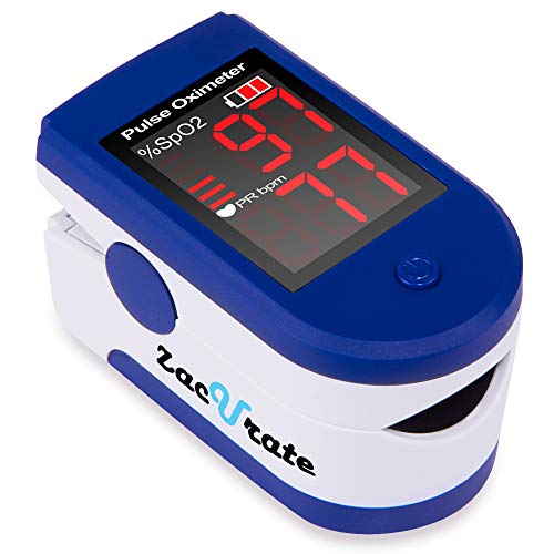 Zacurate Fingertip Pulse Oximeter Blood Oxygen Saturation Monitor with Batteries & Lanyard Included (Sapphire Blue), Only $15.25
