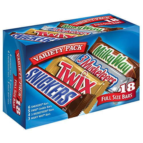Snickers、TWIX 等巧克力條混合裝，18條， 現點擊coupon后僅售$9.47，免運費！