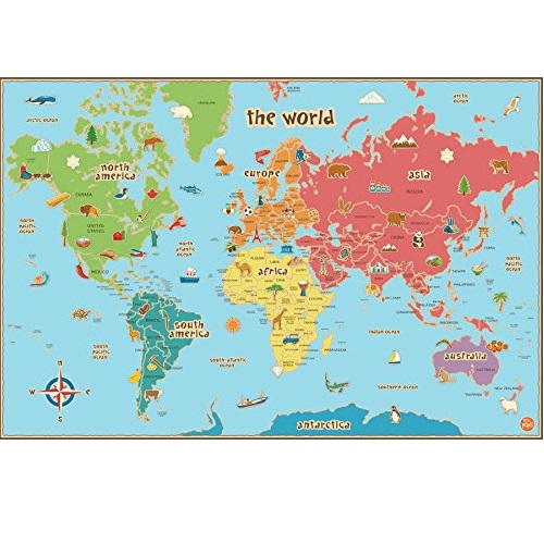 Wall Pops WPE0624 Kids World Dry Erase Map Decal Wall Decals, Only $7.13