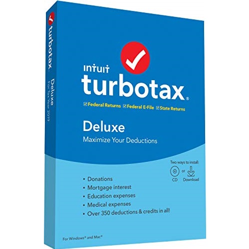 TurboTax Tax Software Deluxe + State 2019 [Amazon Exclusive] [PC/Mac Disc], Only $39.86, You Save $20.13(34%)