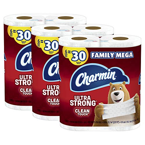 Charmin Ultra Strong Clean Touch Toilet Paper, 18 Family Mega Rolls = 90 Regular Rolls (Packaging May Vary), Only $12.40